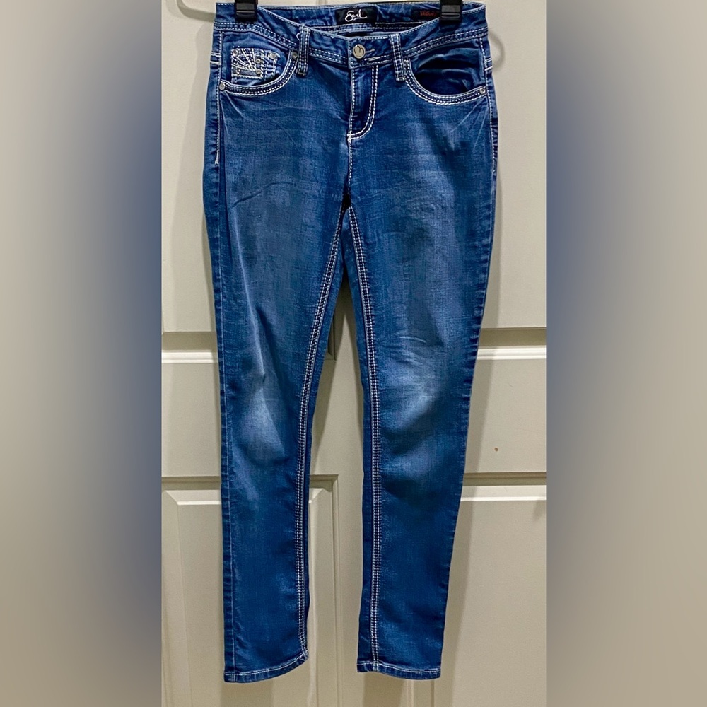 Earl Jeans Skinny Blue SZ 4 Western Cowgirl Y2K Glam Bedazzled Denim Jeans